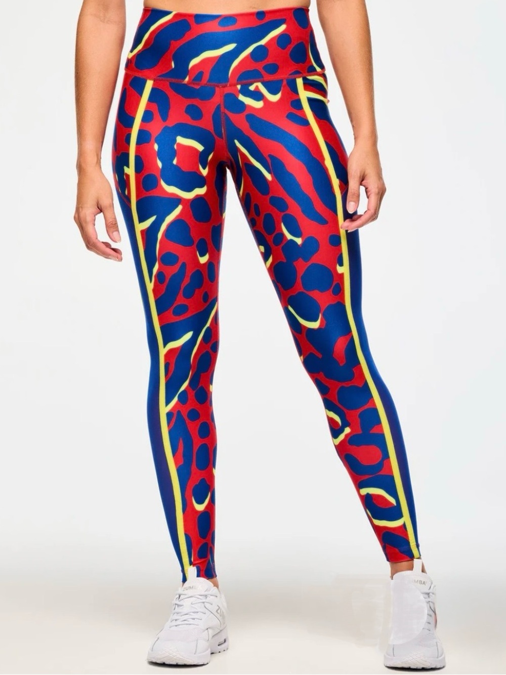 ZUMBA High-Rise Leggings in Red & Blue Print - NWT